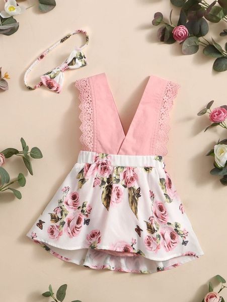 baby floral print contrast guipure lace combo bodysuit dress & headband she, Red;yellow
baby floral print contrast guipure lace combo bodysuit dress & headband she, Red;yellow