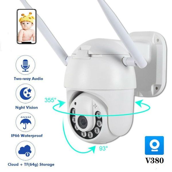 wifi ip camera outdoor h.265 2mp onvif ptz speed dome wireless two way audio cctv home security v380 cameras 
wifi ip camera outdoor h.265 2mp onvif ptz speed dome wireless two way audio cctv home security v380 cameras