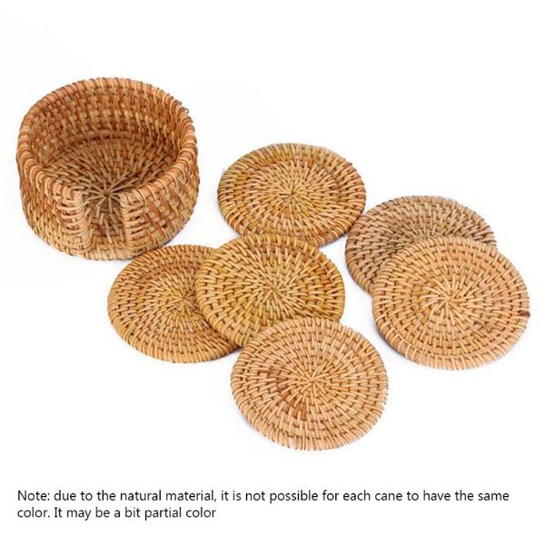 mats & pads 6pcs woven rattan coasters placemats handcrafted heat-insulating coffee drink cup with storage holder for home decor
mats & pads 6pcs woven rattan coasters placemats handcrafted heat-insulating coffee drink cup with storage holder for home decor