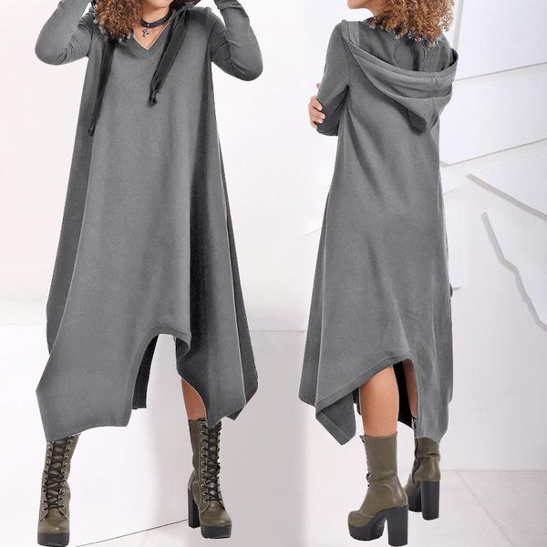 casual dresses 2021 autumn vintage sweatshirt long dress women celmia winter hooded pullovers asymmetrical sleeve fleece vestidos, Black;gray
casual dresses 2021 autumn vintage sweatshirt long dress women celmia winter hooded pullovers asymmetrical sleeve fleece vestidos, Black;gray