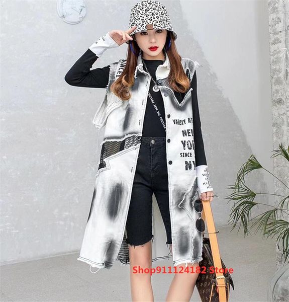 street fashion brand tie-dye denim vest women's spring 2021 letter printing stitching mesh mid-length cardigan jacket style jackets, Black;brown
street fashion brand tie-dye denim vest women's spring 2021 letter printing stitching mesh mid-length cardigan jacket style jackets, Black;brown
