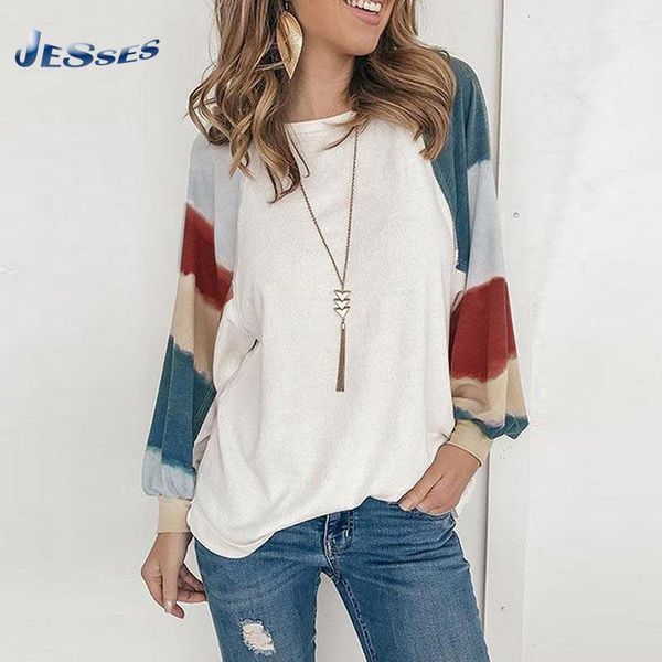 women's t-shirt puff long-sleeved spring casual stitching printing arrivals round neck pullover streetwear for ladies clothing, White
women's t-shirt puff long-sleeved spring casual stitching printing arrivals round neck pullover streetwear for ladies clothing, White