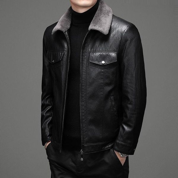 men's leather & faux 2021 men autumn winter soft genuine jackets male motorcycle short coats lapel real sheepskin outwear w652, Black
men's leather & faux 2021 men autumn winter soft genuine jackets male motorcycle short coats lapel real sheepskin outwear w652, Black
