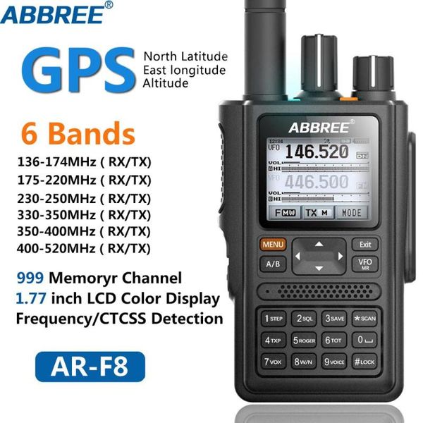 walkie talkie abbree ar-f8 gps high power all bands(136-520mhz) frequency/ctcss detection 1.77 lcd 999ch 10km long range
walkie talkie abbree ar-f8 gps high power all bands(136-520mhz) frequency/ctcss detection 1.77 lcd 999ch 10km long range
