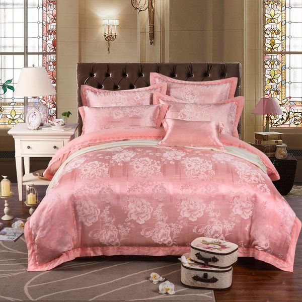 bedding sets 2021 sliver golden luxury satin jacquard bed set double 4pcs duvet cover sheet pillowcases