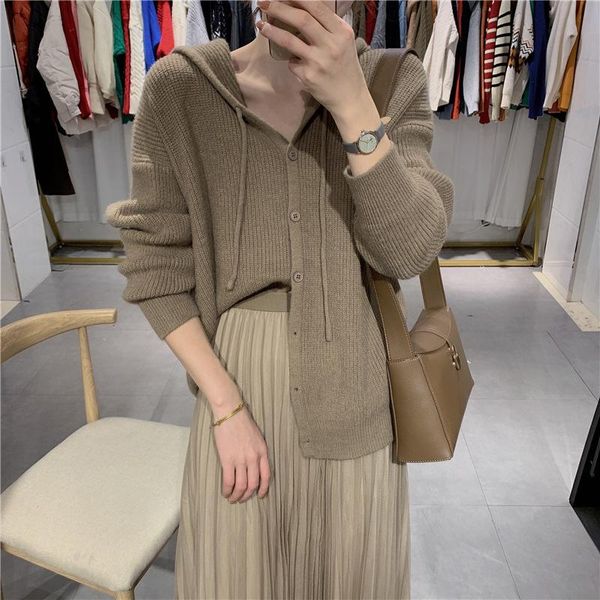 women's knits & tees autumn/winter cardigan 2021 korean hooded casual single-breasted sweater jacket loose long sleeve pure color knitt, White
women's knits & tees autumn/winter cardigan 2021 korean hooded casual single-breasted sweater jacket loose long sleeve pure color knitt, White