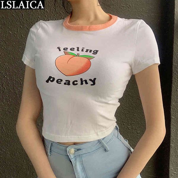 fashion women t-shirt short sleeve shirt elegant wild daily peach print casual knitted streetwear 210520, White
fashion women t-shirt short sleeve shirt elegant wild daily peach print casual knitted streetwear 210520, White