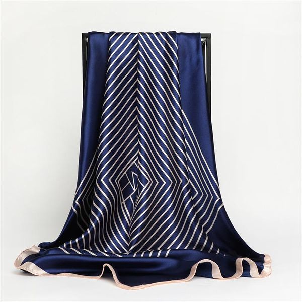 scarves navy striped print square scarf for women silk satin kerchief female hairband bag shawl muslim head scaeves wrap 90cm*90cm 2021, Blue;gray
scarves navy striped print square scarf for women silk satin kerchief female hairband bag shawl muslim head scaeves wrap 90cm*90cm 2021, Blue;gray