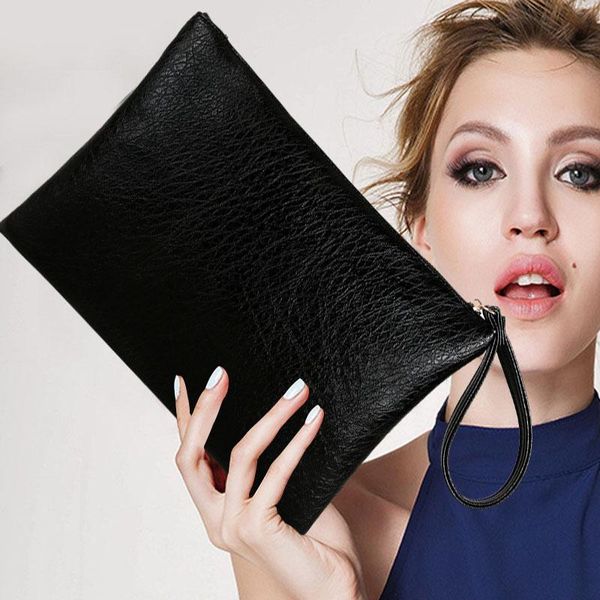 european and american fashion casual clutch bag simple pure black envelope big wallets, Red;black
european and american fashion casual clutch bag simple pure black envelope big wallets, Red;black