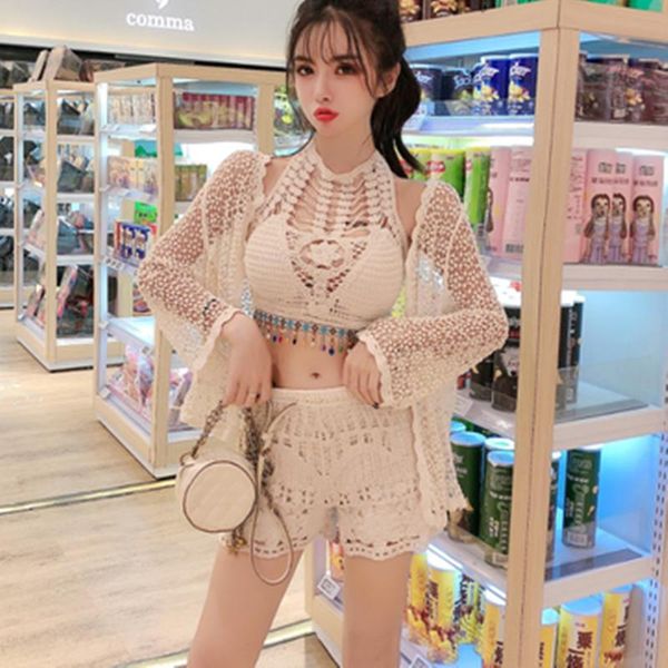 women's tracksuits women clothes 2021 3 pieces sets tassel hanging neck tube + hollow cardigan high waist shorts female three-piece, Gray
women's tracksuits women clothes 2021 3 pieces sets tassel hanging neck tube + hollow cardigan high waist shorts female three-piece, Gray