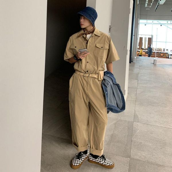 men's pants mens overalls summer men short sleeve jumpsuit cargo turn-down collar straight streetwear male siamese pant, Black
men's pants mens overalls summer men short sleeve jumpsuit cargo turn-down collar straight streetwear male siamese pant, Black