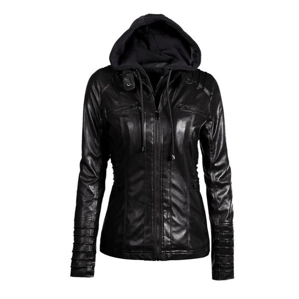 women's leather & faux autumn women jacket hoodie casual windproof long ladies motorcycle biker pu coat fashion zipper fm023, Black
women's leather & faux autumn women jacket hoodie casual windproof long ladies motorcycle biker pu coat fashion zipper fm023, Black