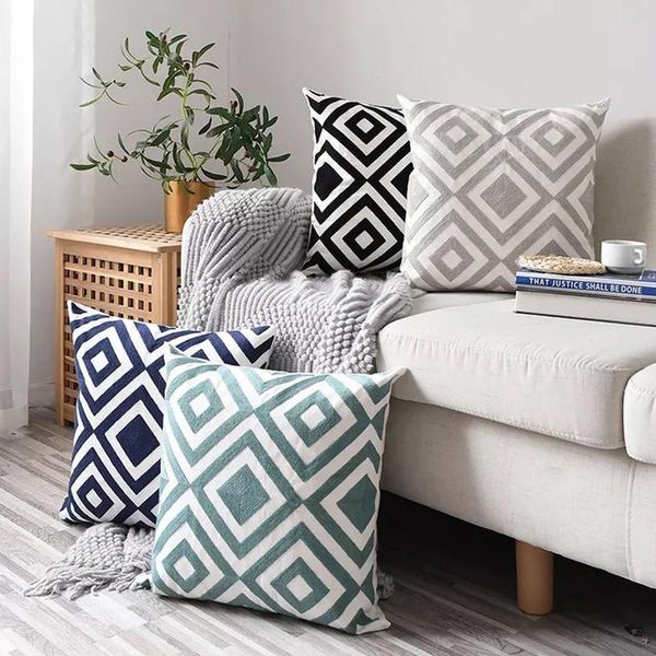 cushion/decorative pillow geometric embroidered cushion cover grey black blue pillowcase canvas cotton square embroidery 45x45cm home decor
cushion/decorative pillow geometric embroidered cushion cover grey black blue pillowcase canvas cotton square embroidery 45x45cm home decor
