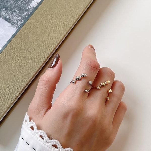18k gold simple authentic 925 sterling silver jewelry irregular beads ring adjust tlj1584 cluster rings, Golden;silver
18k gold simple authentic 925 sterling silver jewelry irregular beads ring adjust tlj1584 cluster rings, Golden;silver