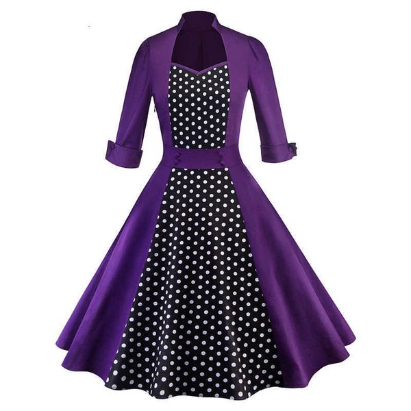 rise casual stand dresses collar hepburn polka dot print 50s 60s waist swing dress, Black;gray
rise casual stand dresses collar hepburn polka dot print 50s 60s waist swing dress, Black;gray