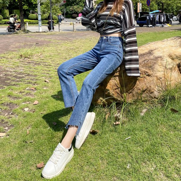 high waist elastic slim fit autumn and winter gray nine points show of thin pants, Blue
high waist elastic slim fit autumn and winter gray nine points show of thin pants, Blue
