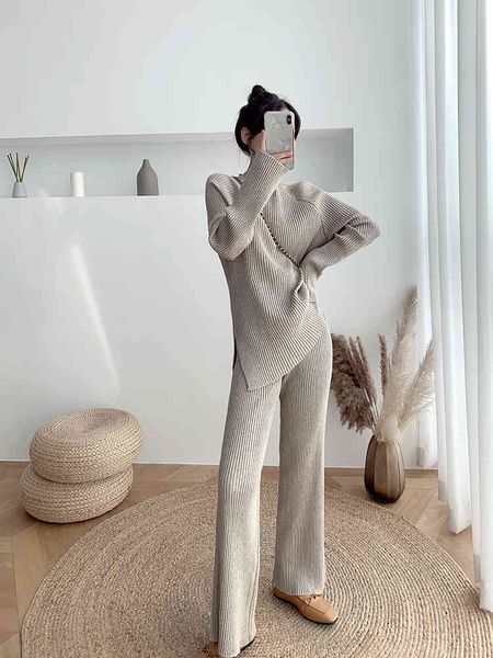 women's suits & blazers suit two piece pullover and knitted trousers 2021 women's elegant slim o-neck, White;black
women's suits & blazers suit two piece pullover and knitted trousers 2021 women's elegant slim o-neck, White;black