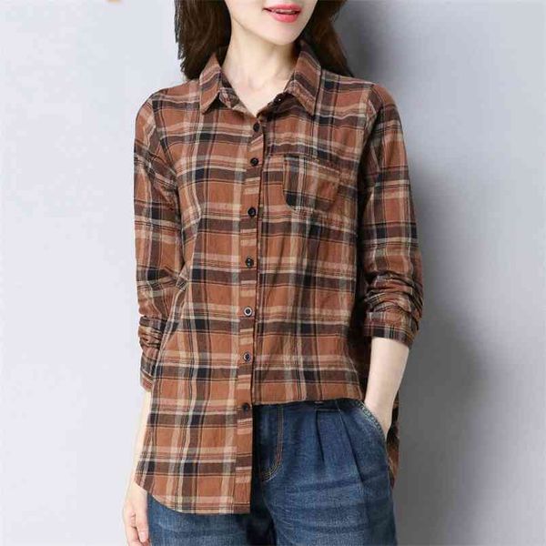 arrival spring autumn women long sleeve loose shirt plus size casual plaid turn-down collar blouse cotton ladies s569 210512, White
arrival spring autumn women long sleeve loose shirt plus size casual plaid turn-down collar blouse cotton ladies s569 210512, White