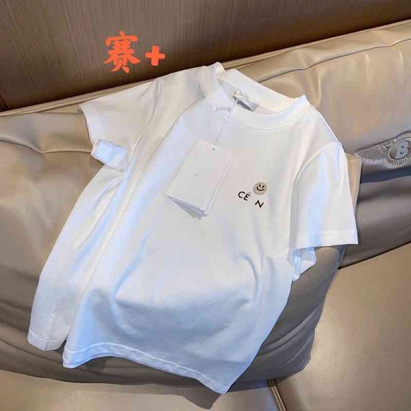 2022 factory wholesale new ce letter metal brooch short sleeve t-shirt design foreign style age reducing women's fashion, White
2022 factory wholesale new ce letter metal brooch short sleeve t-shirt design foreign style age reducing women's fashion, White
