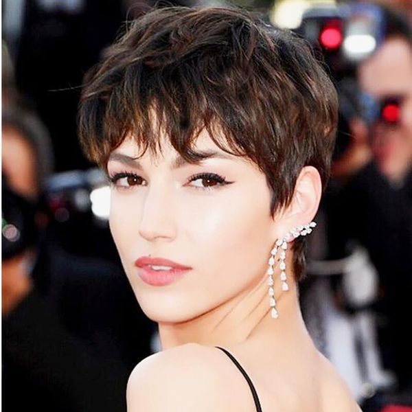 natural straight human hair wig short bob none lace pixie cut wigs for black womens, Black;brown
natural straight human hair wig short bob none lace pixie cut wigs for black womens, Black;brown