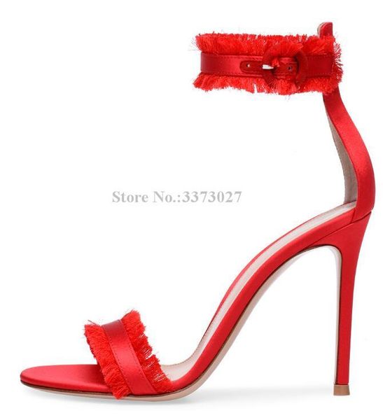red color satin tassels thin heels wedding sandals fashion fringe ankle buckle lady dress peep toe summer shoes, Black
red color satin tassels thin heels wedding sandals fashion fringe ankle buckle lady dress peep toe summer shoes, Black