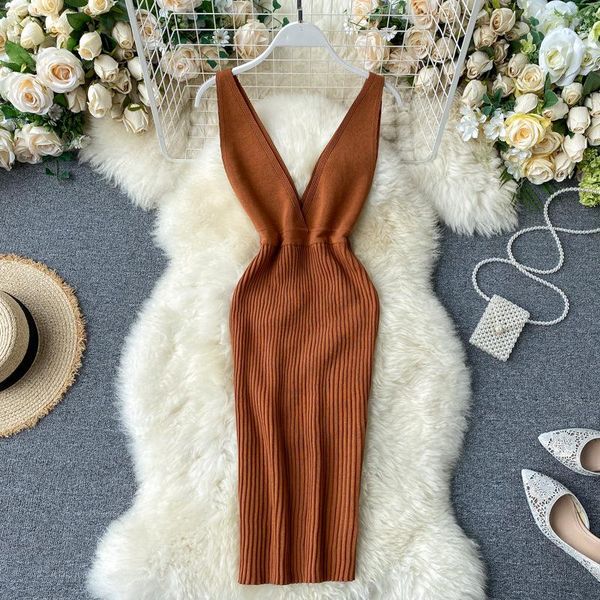 casual dresses women's deep v neck sleeveless bodycon knitting mini dress streetwear backless slim ladies summer elegant vestidos, Black;gray
casual dresses women's deep v neck sleeveless bodycon knitting mini dress streetwear backless slim ladies summer elegant vestidos, Black;gray