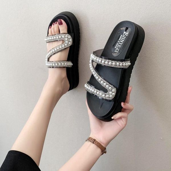 female shoes ladies' slippers low luxury slides string bead 2021 designer flat hoof heels fabric basic pu rubber woman 202, Black
female shoes ladies' slippers low luxury slides string bead 2021 designer flat hoof heels fabric basic pu rubber woman 202, Black