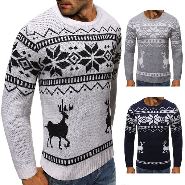 men o-neck long sleeve cotton fashion christmas sweater with deer pattern brand clothing slim pullovers, White;black
men o-neck long sleeve cotton fashion christmas sweater with deer pattern brand clothing slim pullovers, White;black