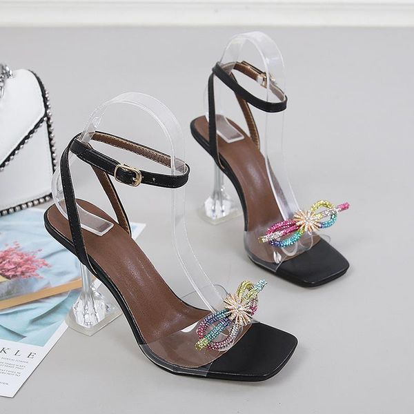women's sandals crystal high heels shoes summer wedding party pumps rhinestone bowtie open-toe women clear dress, Black
women's sandals crystal high heels shoes summer wedding party pumps rhinestone bowtie open-toe women clear dress, Black