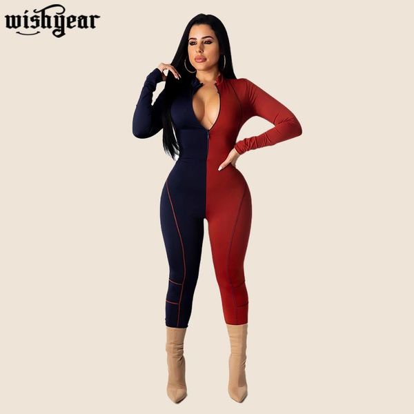 women's jumpsuits & rompers stitching contrast color slim winter women o-neck full sleeve zipper skinny one piece outfits, Black;white
women's jumpsuits & rompers stitching contrast color slim winter women o-neck full sleeve zipper skinny one piece outfits, Black;white