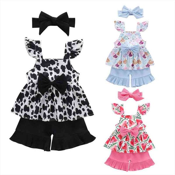 1-5y summer lovely girls clothes sets 3pcs leopard floral watermelon print ruffles dress shorts headband, White
1-5y summer lovely girls clothes sets 3pcs leopard floral watermelon print ruffles dress shorts headband, White