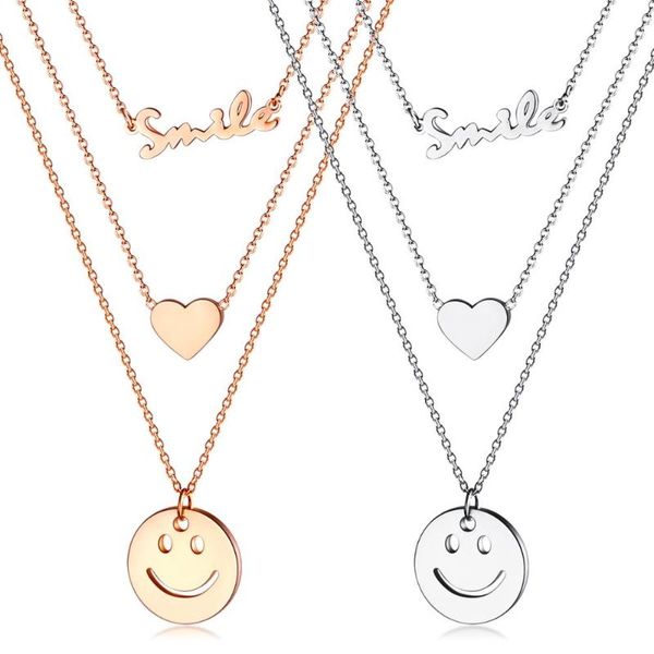 pendant necklaces fashion girl wild smile love multilayer titanium steel rose gold ladies necklace clavicle chain 3-gx1589, Silver
pendant necklaces fashion girl wild smile love multilayer titanium steel rose gold ladies necklace clavicle chain 3-gx1589, Silver