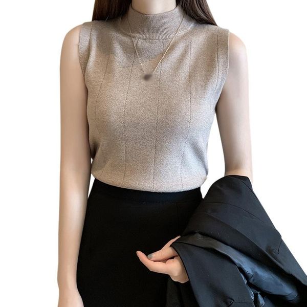 women's t-shirt solid color half turtleneck tshirt fashion slim knitted sleeveless summer tee shirt 2021, White
women's t-shirt solid color half turtleneck tshirt fashion slim knitted sleeveless summer tee shirt 2021, White
