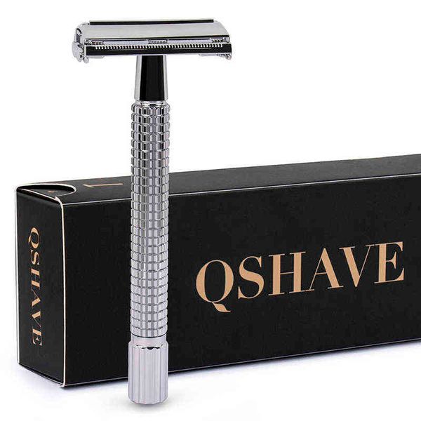 qshave double edge safety razor long handle butterfly open classic safety razor silver color, 1 handle & 5 blades 220112
qshave double edge safety razor long handle butterfly open classic safety razor silver color, 1 handle & 5 blades 220112