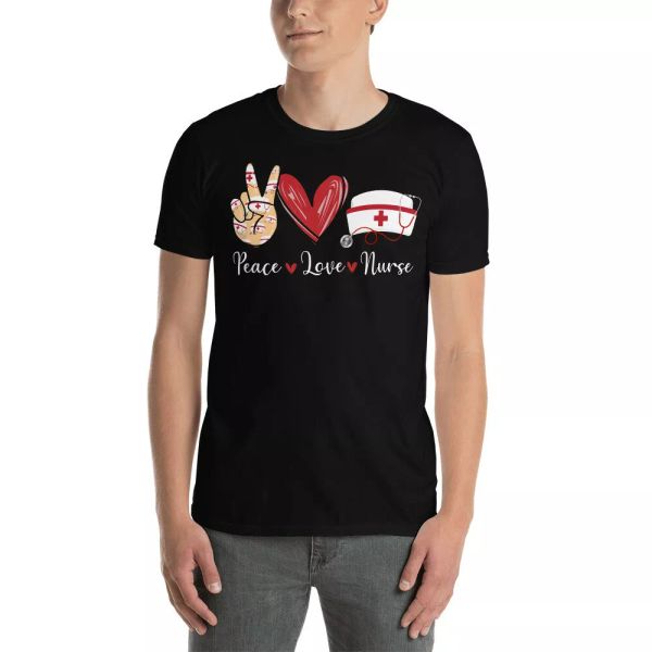 peace love nurse cute nurse hat stethoscope nurse doctor medical shirt, White;black 
peace love nurse cute nurse hat stethoscope nurse doctor medical shirt, White;black