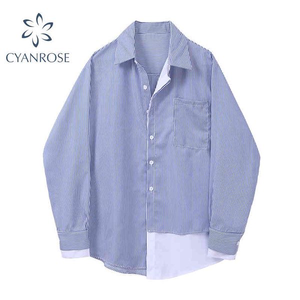 striped cropped spliced blouses and shirts for ladies stylish bf streetwear cardigan pocket office ladies leisure blusas 210417, White
striped cropped spliced blouses and shirts for ladies stylish bf streetwear cardigan pocket office ladies leisure blusas 210417, White