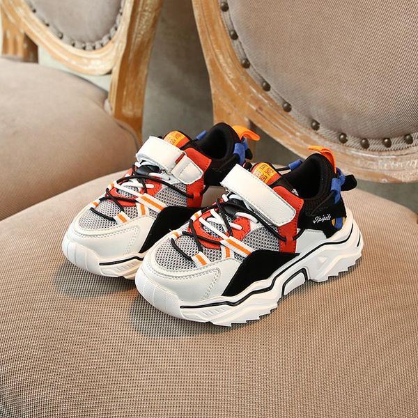 sneakers sport shoes children boys breathable running casual thick bottom lightweight student footwear sx429, Black;red