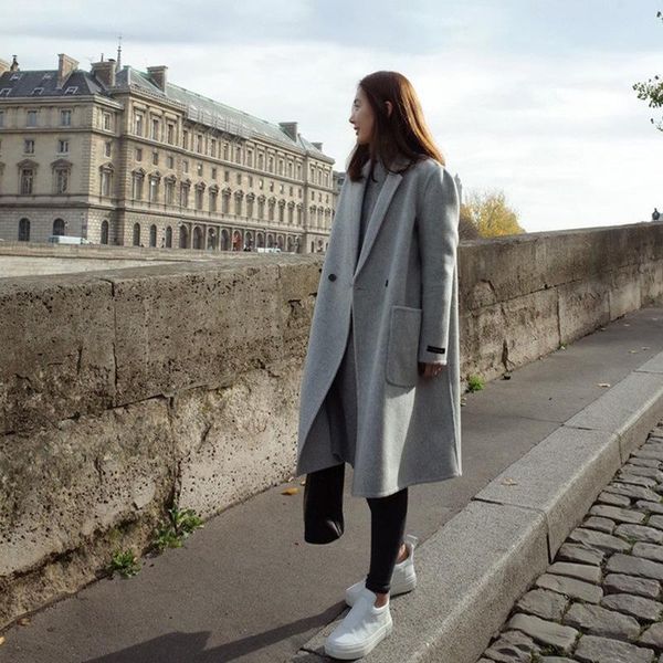 women's wool & blends korean version of the woolen coat for autumn and winter mid-length plus cotton thick straight trench, Black
women's wool & blends korean version of the woolen coat for autumn and winter mid-length plus cotton thick straight trench, Black