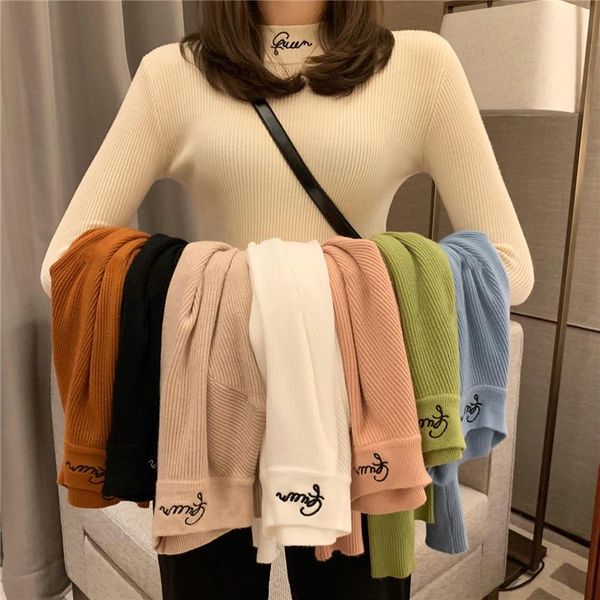 chic autumn winter slim basic 2021 sweater pullovers women long sleeve casual turtleneck letter warm knit jumpers women's sweaters, White;black
chic autumn winter slim basic 2021 sweater pullovers women long sleeve casual turtleneck letter warm knit jumpers women's sweaters, White;black
