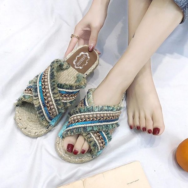 slippers 2021 bohemian women linen striped ribbon cork sandals flat non-slip flip flop home shoes casual straw beach slipper, Black
slippers 2021 bohemian women linen striped ribbon cork sandals flat non-slip flip flop home shoes casual straw beach slipper, Black