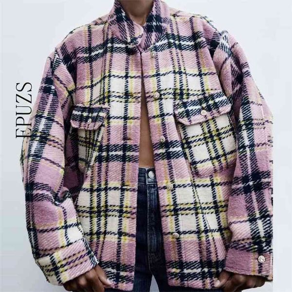 vintage thick plaid jacket women winter coat za woemn fashion long sleeve bomben casual feamle outwear 210521, Black;brown
vintage thick plaid jacket women winter coat za woemn fashion long sleeve bomben casual feamle outwear 210521, Black;brown