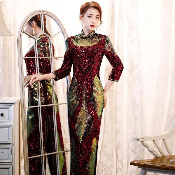 plus size 6xl velvet beads sequins stage show cheongsam dress retro chinese slim performance dance fashion chi-pao ethnic clothing, Red
plus size 6xl velvet beads sequins stage show cheongsam dress retro chinese slim performance dance fashion chi-pao ethnic clothing, Red