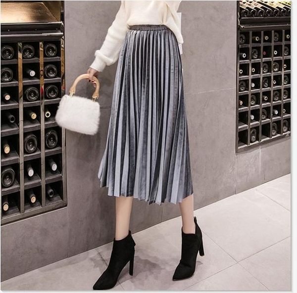skirts autumn winter velvet skirt high waisted skinny large swing long pleated metallic plus size saia, Black
skirts autumn winter velvet skirt high waisted skinny large swing long pleated metallic plus size saia, Black