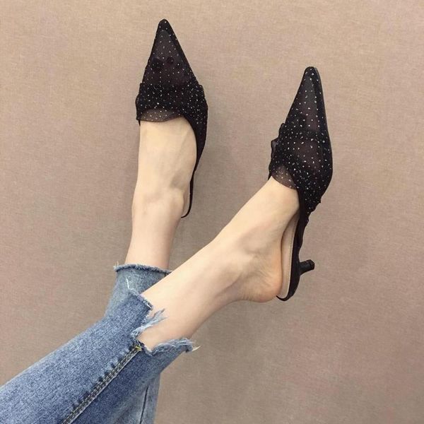 fashion pointed toe air mesh slip on thin low heels outside slippers black/beige/pink rhinestone mules shoes comfortable pumps
fashion pointed toe air mesh slip on thin low heels outside slippers black/beige/pink rhinestone mules shoes comfortable pumps