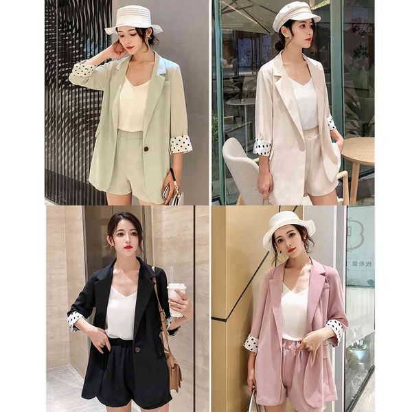 summer casual shorts sets korean clothes thin polka dot stitching short-sleeved blazer girly female two-piece suit set 210514, White
summer casual shorts sets korean clothes thin polka dot stitching short-sleeved blazer girly female two-piece suit set 210514, White