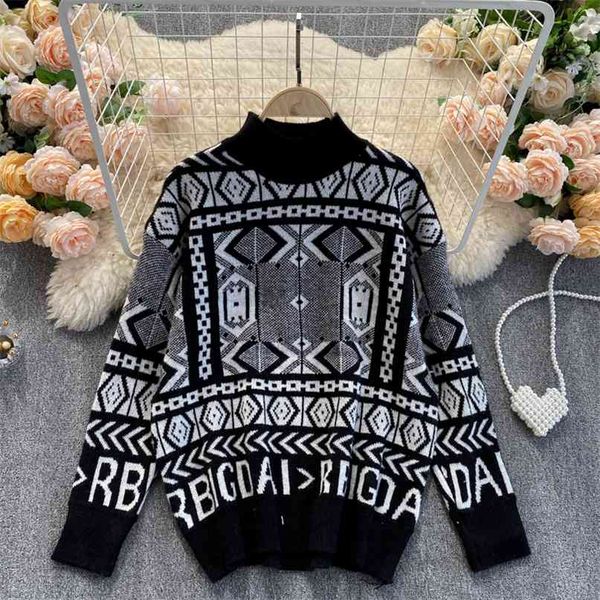 geometric sweater women vintage style loose knitwear fashion autumn winter full sleeve oversized pullover 210603, White;black
geometric sweater women vintage style loose knitwear fashion autumn winter full sleeve oversized pullover 210603, White;black