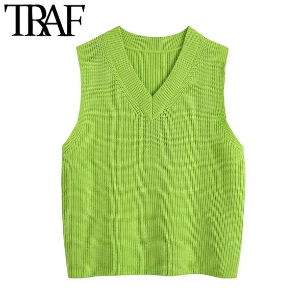 traf women fashion with ribbed trims knitted vest sweater vintage v neck sleeveless female waistcoat chic 210415, White
traf women fashion with ribbed trims knitted vest sweater vintage v neck sleeveless female waistcoat chic 210415, White
