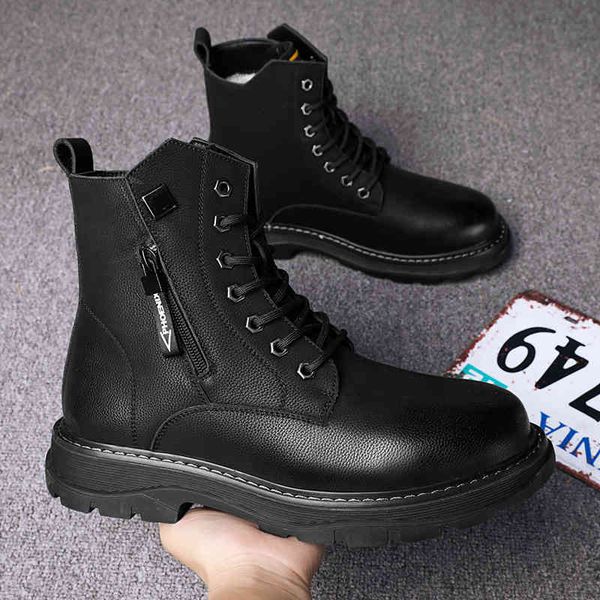 dress shoes male military tactical boots, leather shoes with external hair and side-zipped game bznp, Black
dress shoes male military tactical boots, leather shoes with external hair and side-zipped game bznp, Black