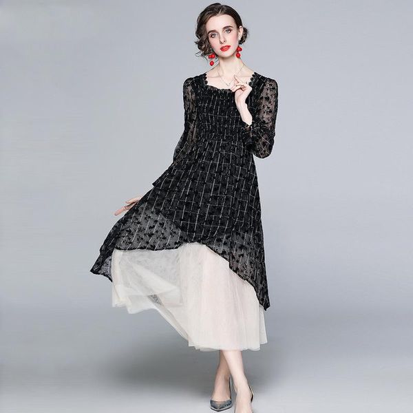 casual dresses spring women long-sleeve square neck mesh dress irregular midi formal elegant loose chic retro office lady clothes, Black;gray
casual dresses spring women long-sleeve square neck mesh dress irregular midi formal elegant loose chic retro office lady clothes, Black;gray