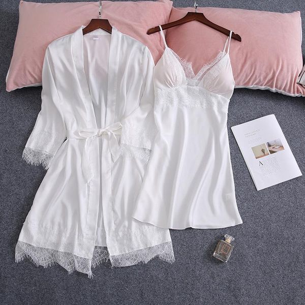 women's sleepwear lace 2pcs robe white nighty&robe set kimono bathrobe gown loose intimate lingerie satin night dress belt homeclothes, Black;red
women's sleepwear lace 2pcs robe white nighty&robe set kimono bathrobe gown loose intimate lingerie satin night dress belt homeclothes, Black;red